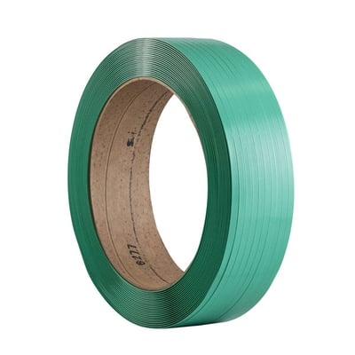 Polyester strapping, 5/8&quot; x 0.035&quot;x 4000', Embossed, Green, Center 16&quot;x 6&quot; (28un/skd)