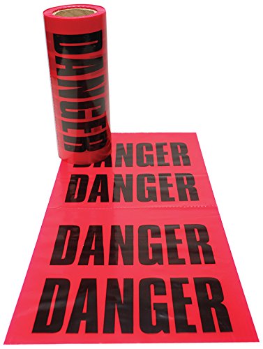 Drapeau d'avertissement danger avec feuille détachable 12'' x 12'' x 4 mil, Rouge (200flls/rls)