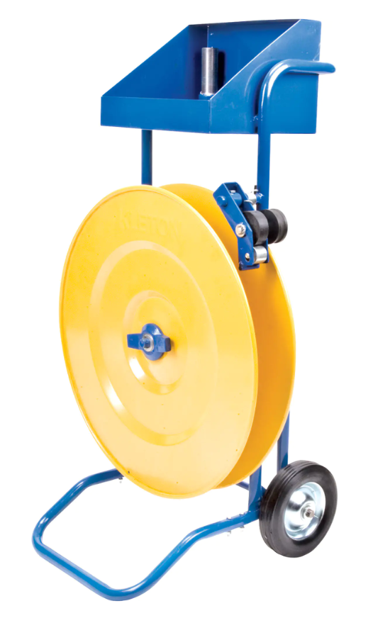 Dispenser for metal and plastic strapping, center 16"x6" or 16"x3"