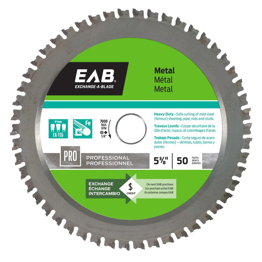 Lame à métal pour scie circulaire, EAB, 5-3/8", 50 dents (10un/pqt)