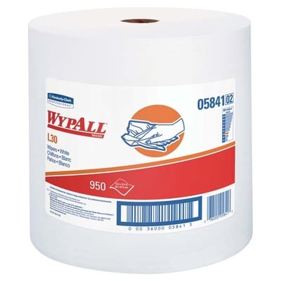 Chiffons Wypall, L30, Rouleau géant, 12&quot; x 13&quot;, Blanc (1un)