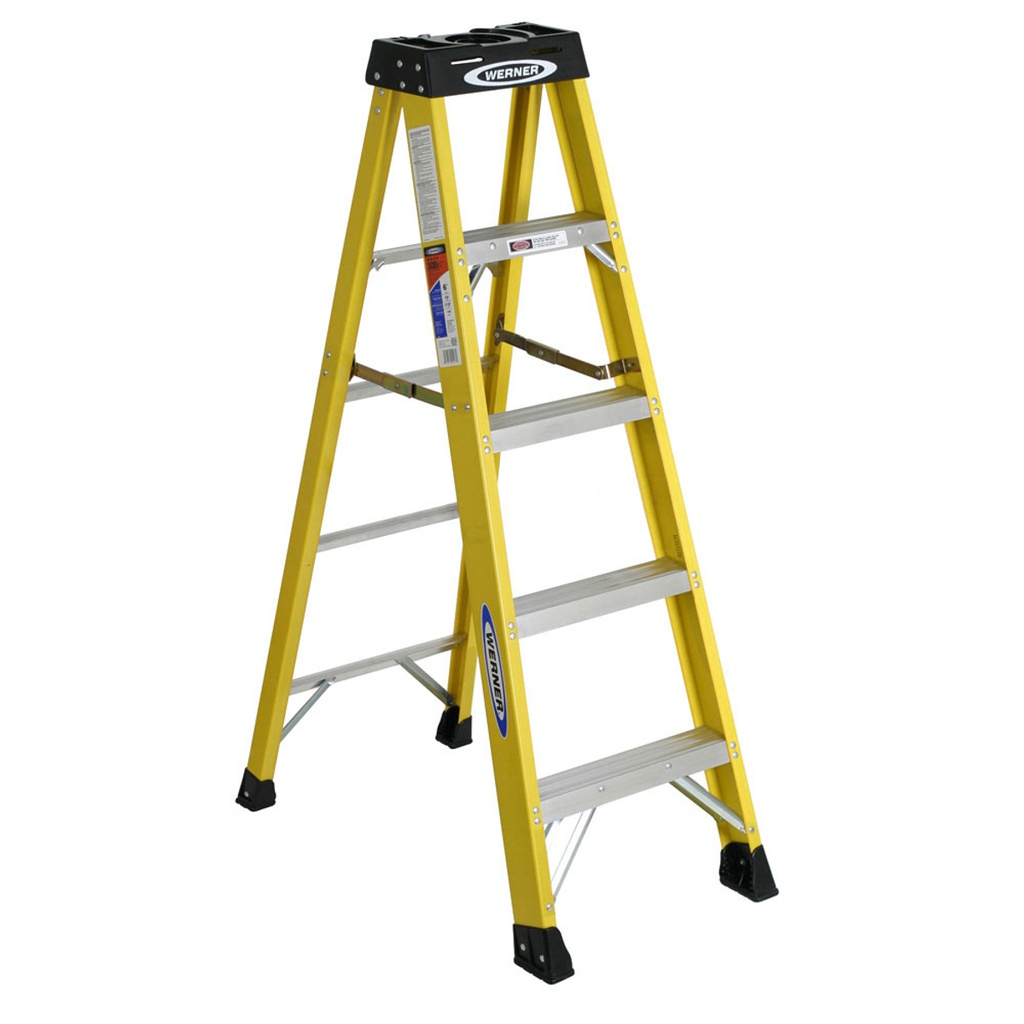 Escabeau Werner, 6 pieds, Simple, Type 1A, 300lbs, Fibre de verre, Jaune (1un)