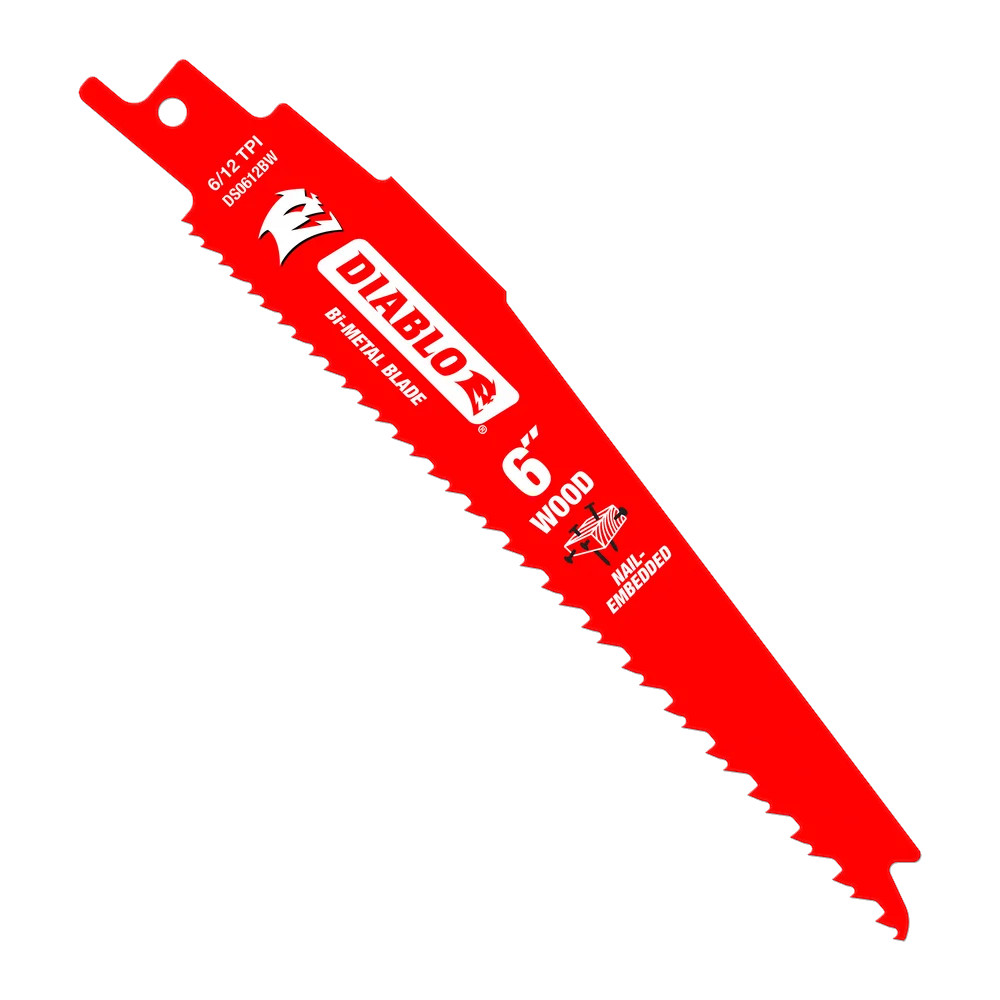Lame à bois / Démolition pour scie alternative, Diablo, 6", 6/12 dents par pouce (10un/pqt-200un/bte)