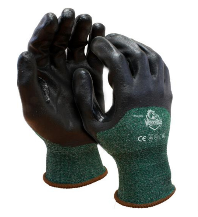 Cut resistant Nylon gloves Workhorse with nitryl coated palm, 18g, Level A2  (12 pairs/bag)