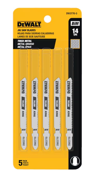 Lame à métal pour scie sauteuse, Dewalt, 3&quot;, 14 dents par pouce (5un/pqt)