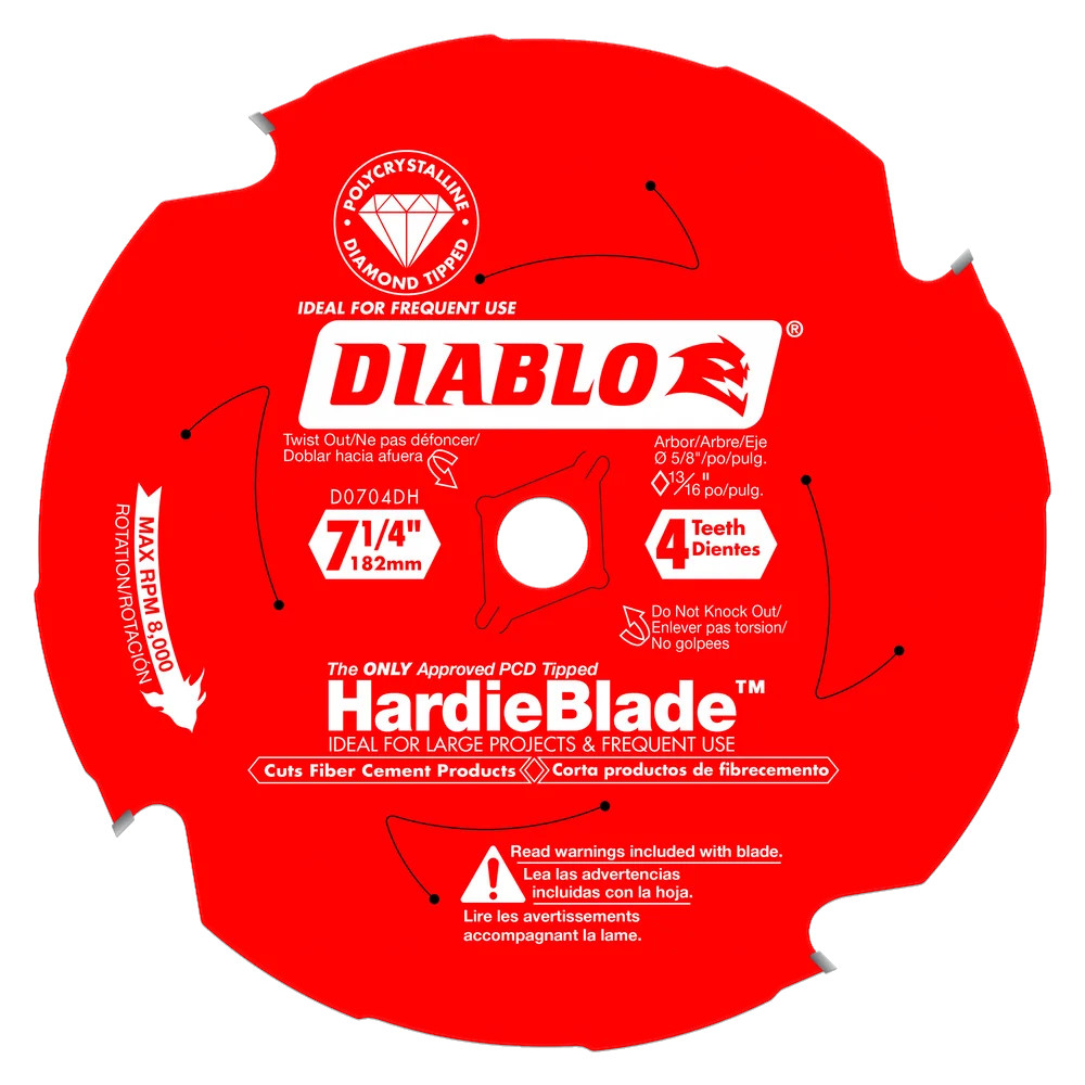 Lame à fibrociment pour scie circulaire, Diablo, 7-1/4", 4 dents (5un/bte)