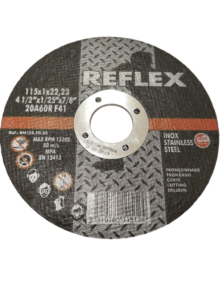 Disque pour couper le métal, Reflex, 4-1/2" x 0.045" x 7/8", Type 1, Métal/Inox (25un/bte)
