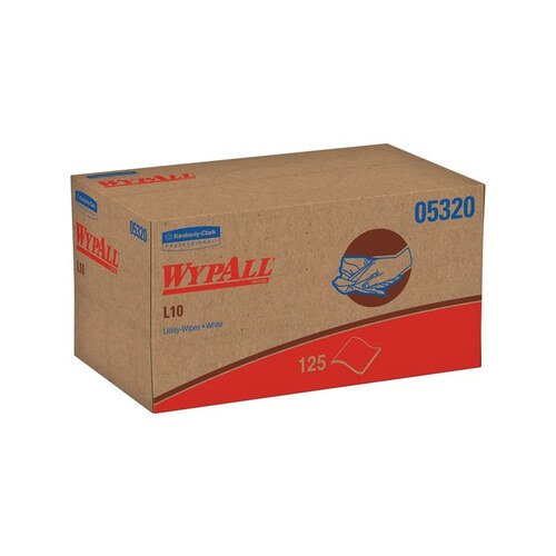 Chiffons Wypall Pop-up Box, L10, Feuille 9&quot; x 10.25&quot;, Blanc (125flles/bte-18bte/ctn)