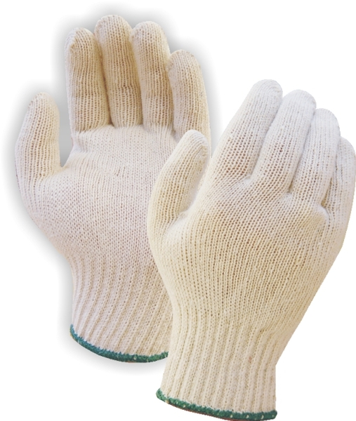 Gants en tricot, Tout usage, Polyester &amp; Coton, 7g, Blanc (12un/pqt-25pqt/ctn)