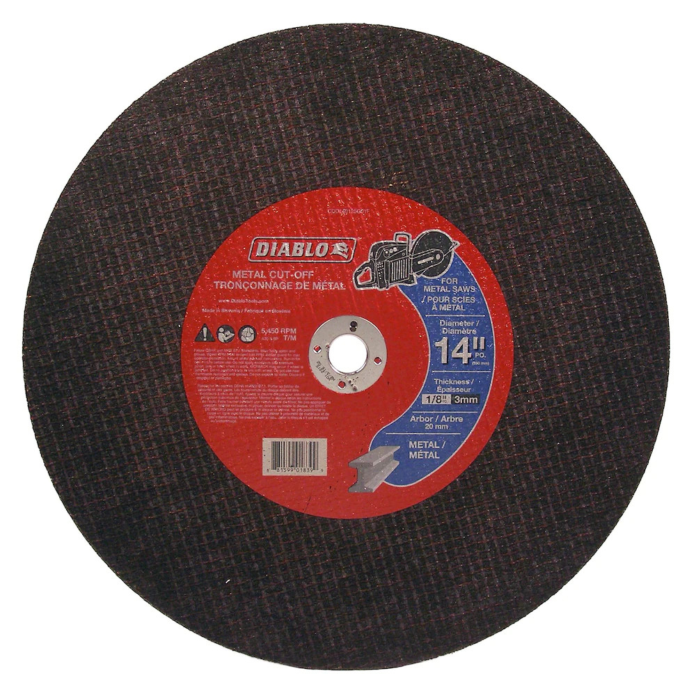 Disque à couper pour métal &amp; inoxydable, Diablo, 14&quot; x 1/8&quot;, Arbre de 20mm, Type1 (10un/bx)