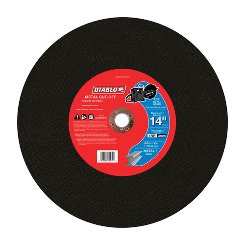 Disque à couper pour métal &amp; inoxydable, Diablo, 14" x 7/64", Arbre de 1", Type1 (5un/bte)