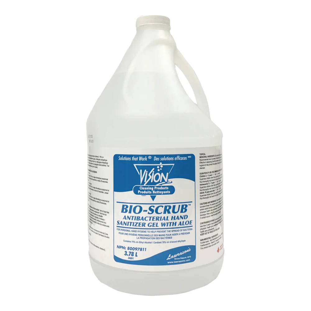 Désinfectant en gel antibactérien pour les mains, BioScrub, Avec Aloès, 3.78L (4un/bte)