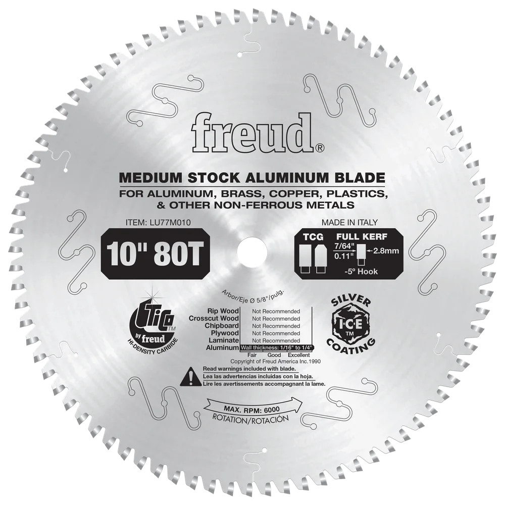 Lame à aluminium pour scie circulaire, Freud, 10", 80 dents (1un)
