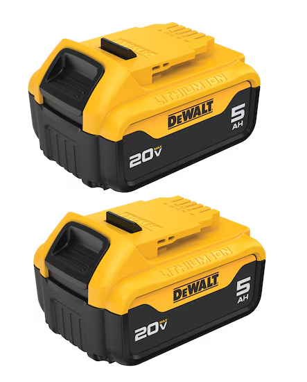 Ensemble de 2 batteries DEWALT XR Li-Ion 20V MAX, 5Ah