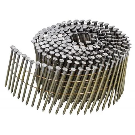 Clou à revêtement en bobine 15° Tomahawk, 2&quot; x .092&quot;, Tête ronde, Annelé, HDG (3.6M/bte-84bte/pal)
