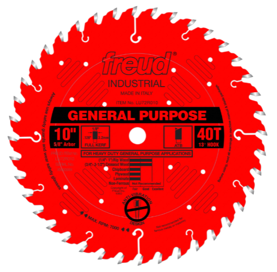 Lame à bois pour scie circulaire, Freud, 10", 40 dents (1un)