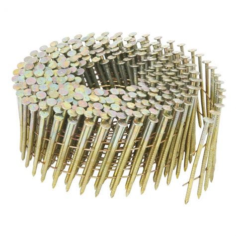 Clou en bobine 15° Bullseye, 2&quot; x .090&quot;, Tête ronde, Annelé, Brillant (5.4M/bte-48bte/pal)