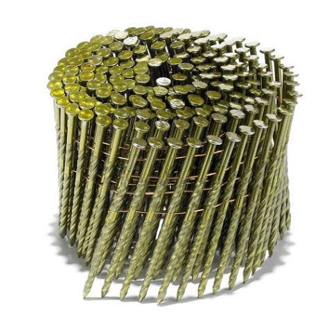 Clou en bobine 15° Tomahawk, 1-1/2" x .099", Tête ronde, Tige vrillée, Brillant (9M/bte-48bte/pal)