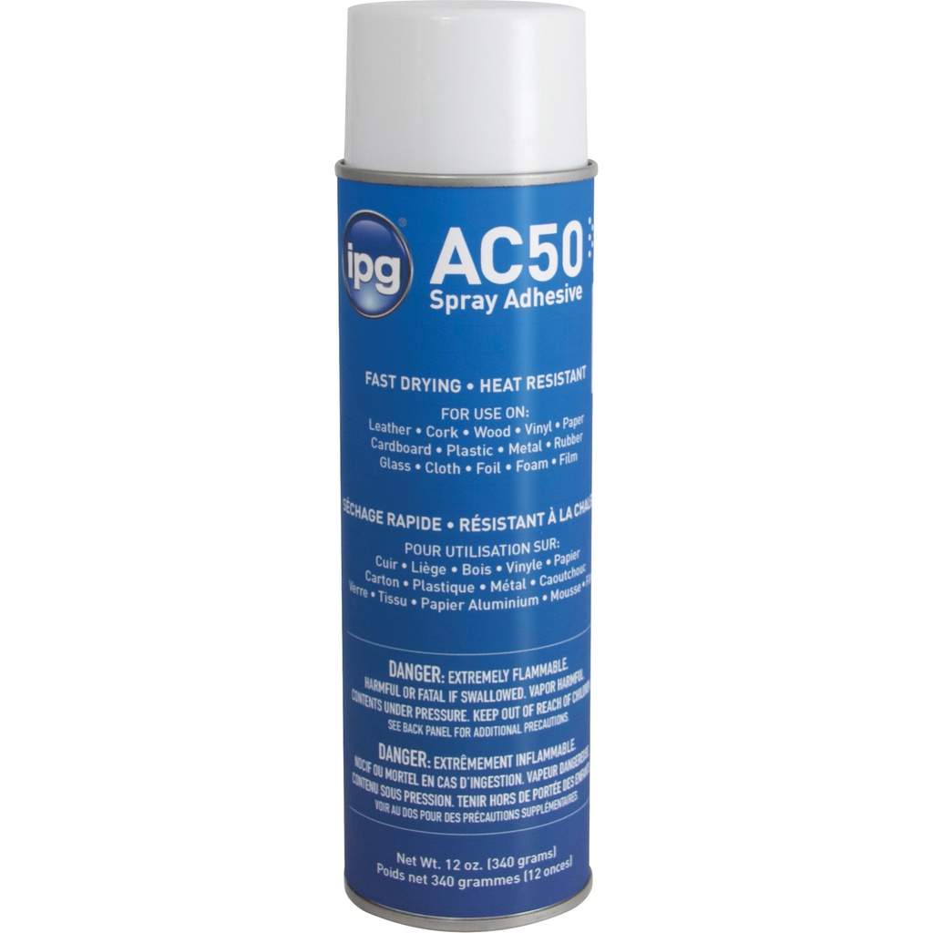 Adhésif contact en aérosol, AC50, Tout usage, Adhésion lente, 12oz (12un/bte)