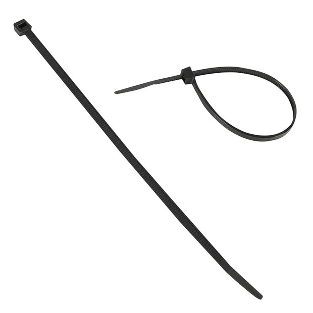 Attaches autobloquantes 8'', Plastique, Noir (1000un/sac)