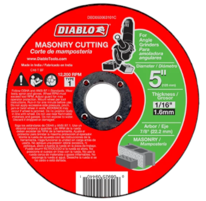 Disque à couper pour maçonnerie, Diablo, 10&quot; x 3/32&quot;, Arbre de 5/8&quot;, Type1 (5un/bte)