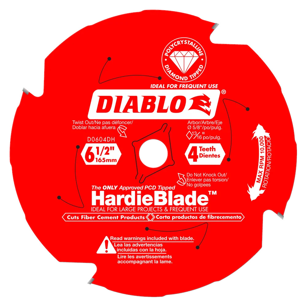Lame à fibrociment pour scie circulaire, Diablo, 6-1/2&quot;, 4 dents (5un/bte)