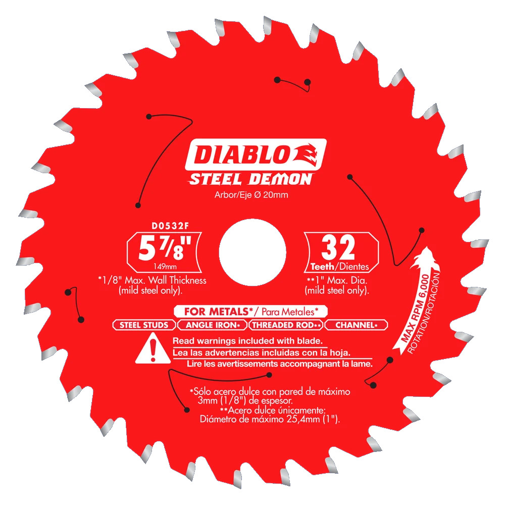 Metal circular saw blade, Diablo, 5-7/8", 32 teeth (10un/pck)