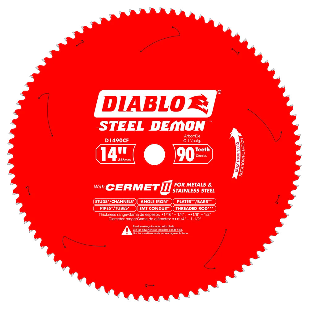 Metal chop saw blade, Diablo, 14", 90 teeth, 1" Arbor (1un)