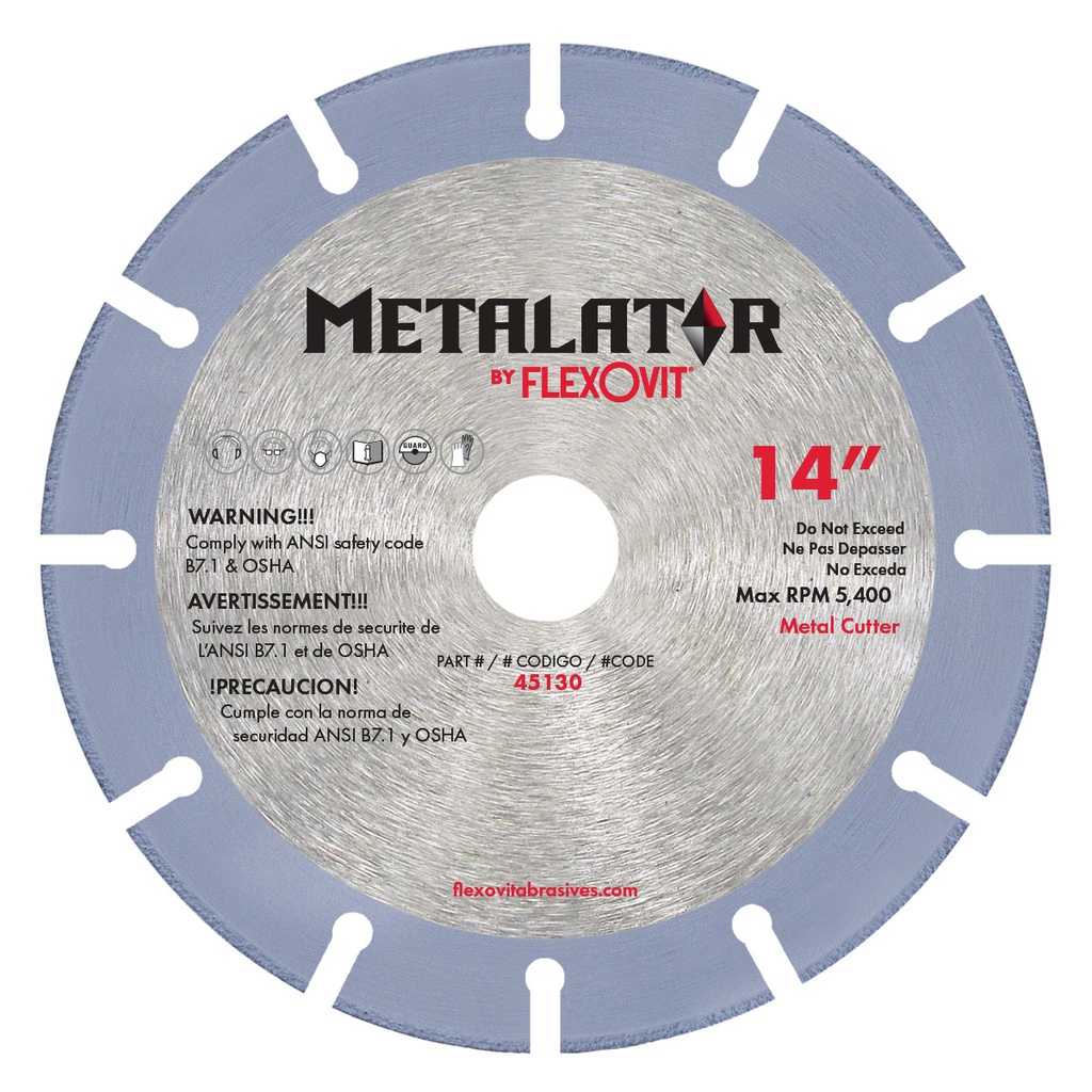 Lame en diamant à métal pour scie circulaire, Metalator, 14&quot;, Arbre de 1&quot; (1un)