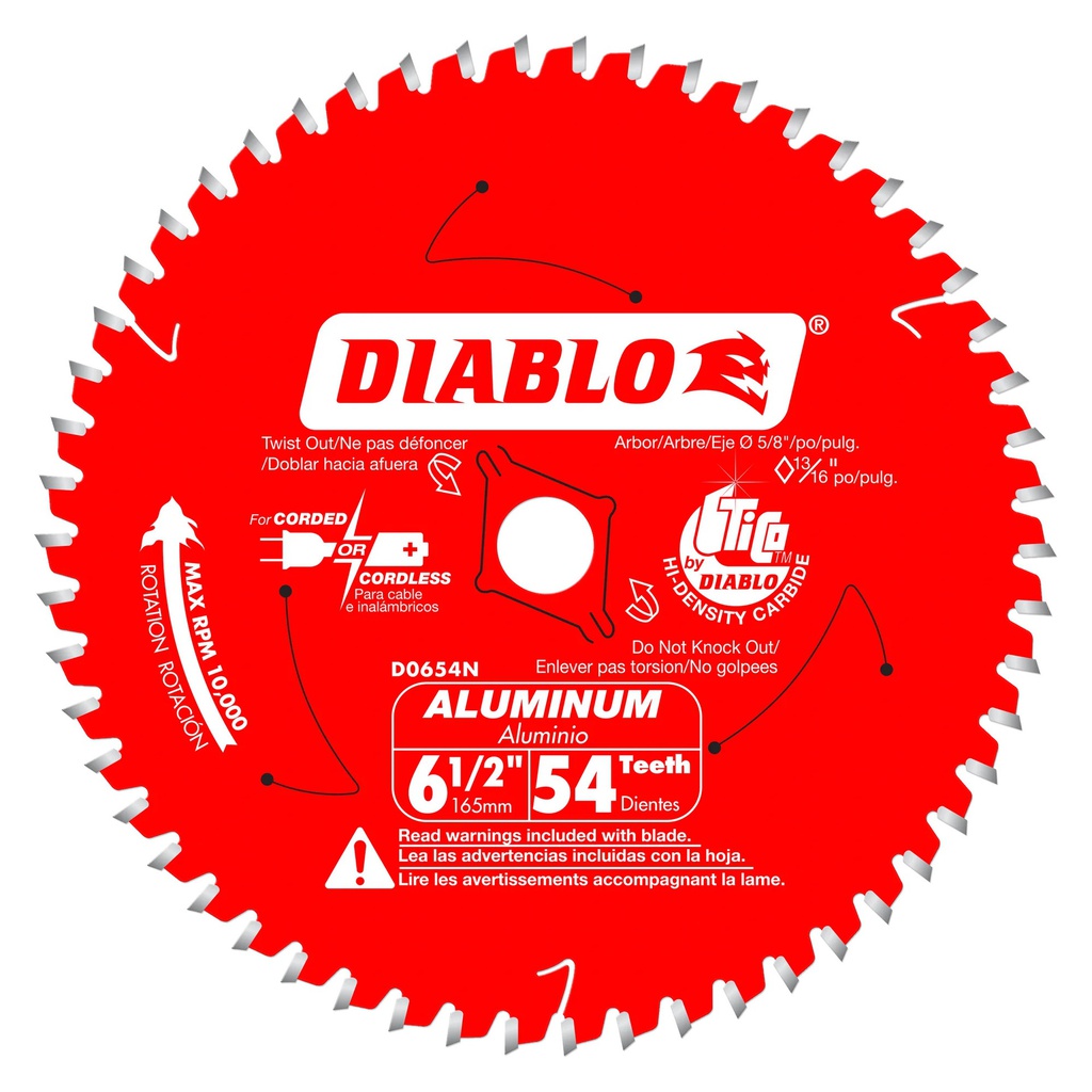 Lame à aluminium pour scie circulaire, Diablo, 6-1/2&quot;, 54 dents (5un/pqt)