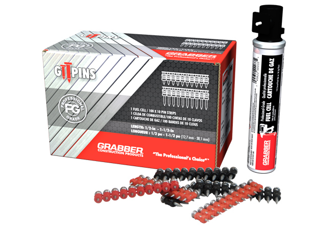 Ensemble de clous pour béton en bande de plastique avec carburant, Grabber GTT150, 1-1/4'' x 0.102'', Zinc (1000un/bte-5bte/ctn)