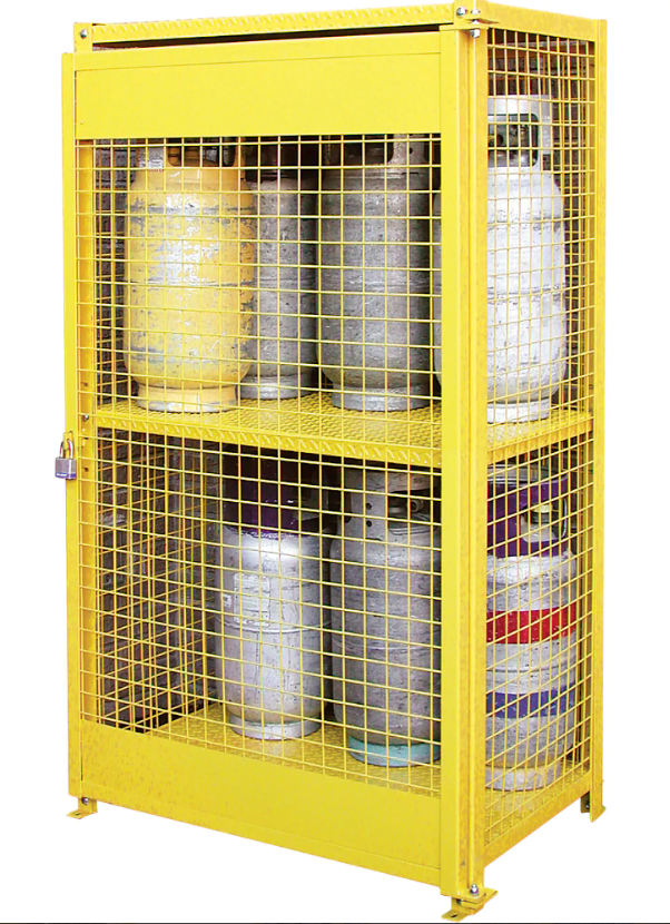 Gas Cylinder Cabinets, 44'' W x 30'' D x 74'' H, 12 Cylinder Capacity, Yellow