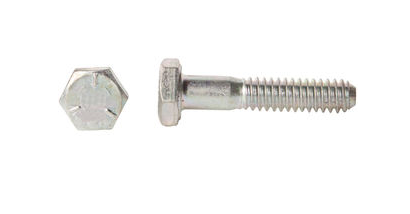 Bolt, Bullseye, 3/8''-16 x 2-1/2'', Hexagonal head, Partial and fin thread, Grade 5, Zinc