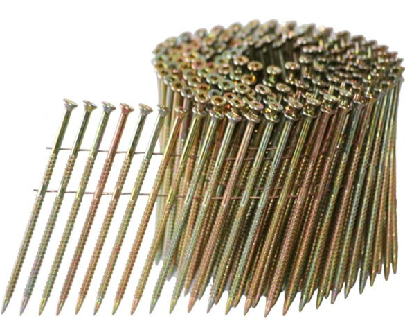 Clou en bobine 15° Bullseye, 3-1/4" x .120", Tête ronde, Tige vrillée, Brillant (4.5M/bte-48bte/pal)