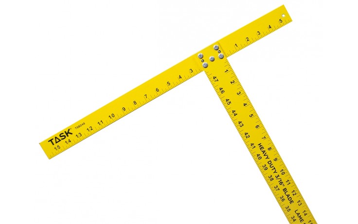 Équerre, Task, 54&quot; x 3/16, Grade robuste, Aluminium, Jaune