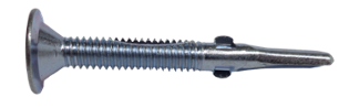 Wood to Metal screw self-drilling with wings, Evolution, #12-24 x 2", Flat wafer head, Tek4, Zinc (2M/bx-48bx/skd)