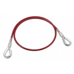 Élingue en câble d'acier galvanisé avec revêtement en PVC, 12', Dynamic, Boucles aux deux extrémités, Rouge
