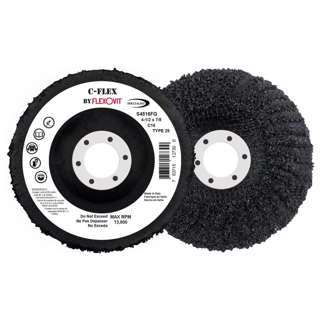 Sanding masonry discs, SPECIALIST, 4-1/2'' x 7/8'' arbor, Fiberglass Backing (25un/bx)