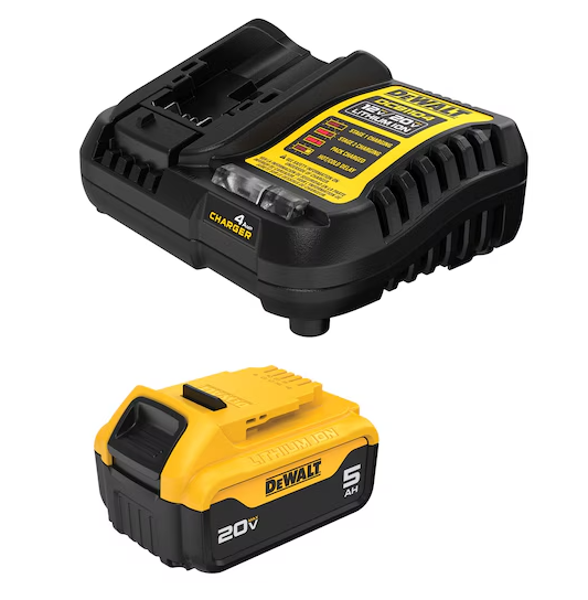 Ensemble Dewalt 2 batteries 20V MAX 5Ah (DCB205), 1 chargeur (DCB1106) et 1 sac
