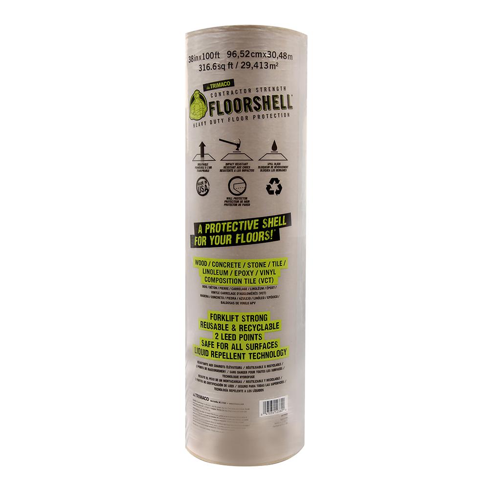 Cardboard floor protector, FlOORSHELL, 38'' x 100', 40mm, Heavy duty
