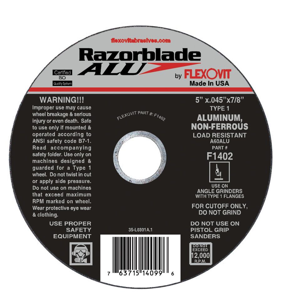 Disque pour couper l'aluminium, Razorblade Alu, 5" x 0.045" x 7/8", Type, Aluminium (25un/bte)