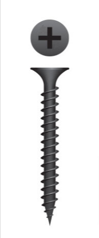 Vis à gypse, Grabber, #6 x 1-5/8", Tête trompette, Filet fin, Phillips #2, Phosphate (5M/bte-48bte/pal)