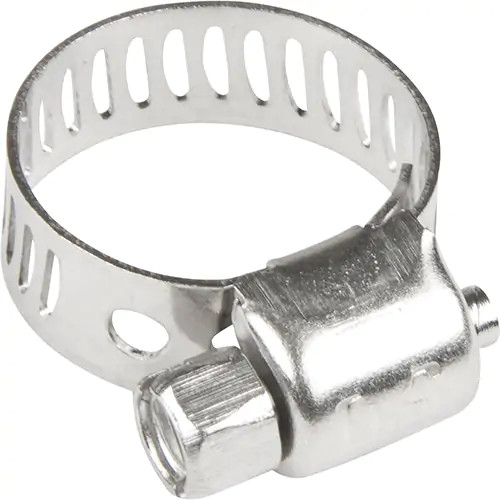 Hose clamps band and screw, Min dia. 1/5", Max dia. 5/8", Stainless steel