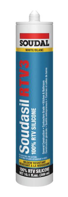 Calfeutrant de silicone, Soudal RTV3, Résistant au moisissure, 300ml, Clair (12un/bte)
