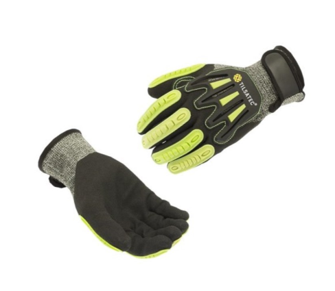 Cut resistant Nylon gloves with knuckle guard, RhinoYarn, With Tilsatec coated palm, 13g, Level A5 (12 pairs/bag-72 pairs/cs)