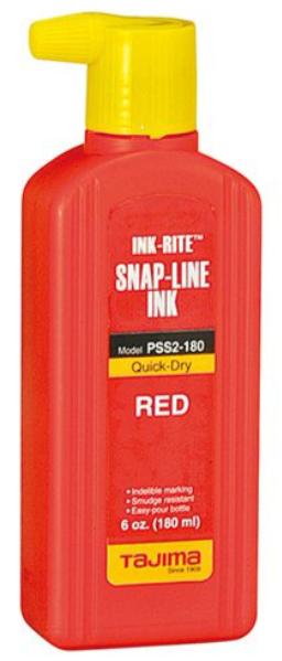 Marking ink, Tajima, Quick dry, Easy fill nozzle, 180ml/6oz, Red (3un/bx-60un/cs)