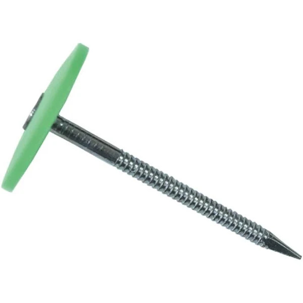Clou commun avec rondelle de plastique en vrac, Tomahawk, 3", Tête ronde, Vrillé, Brillant (2M/bte-48bte/pal)