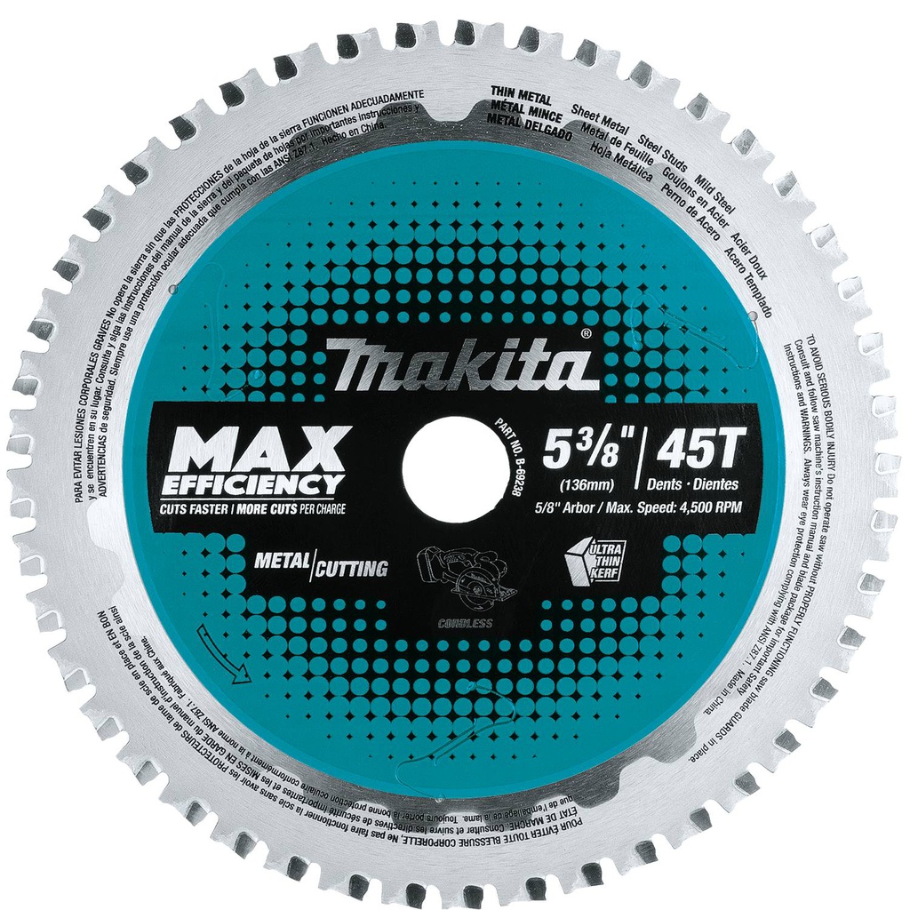 Metal circular saw blade, Makita, 5-3/8&quot;, 45 teeth (10un/pck)