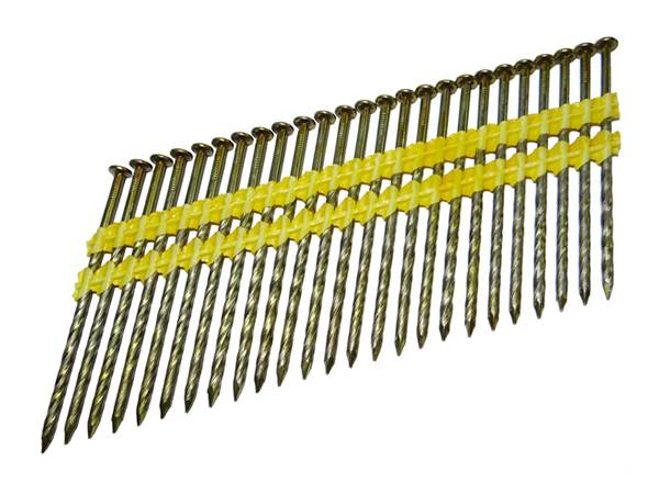Clou en bande de plastique 22°, Tomahawk, 3-1/4&quot; x .120&quot;, Tête ronde, Vrillé, Brillant (4.5M/bte-48bte/pal)
