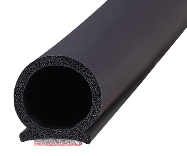 Joint de porte universel en caoutchouc 16 mm x 16 mm, type D, avec adhésif, Noir